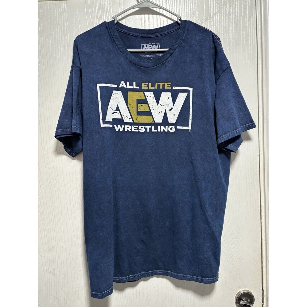 🔥 AEW All Elite Wrestling Blue Shirt Men's‎ XLarge Loose / XL